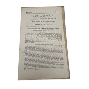 1913 Cornell Univ Poultry Husbandry Brooding System Circular No 16 Booklet